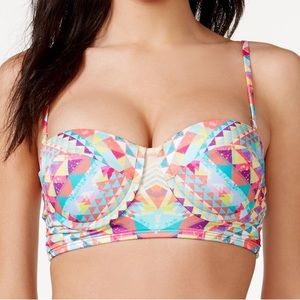 Bar III Geometric Underwire Longline Bikini Top